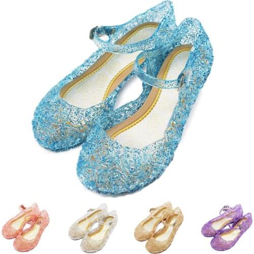 Girls Soft Leather Sandals Baby Kids Summer Crystal Shoes 5 Colors Princess Birthday Party Cosplay Accessories Childrens Shoes