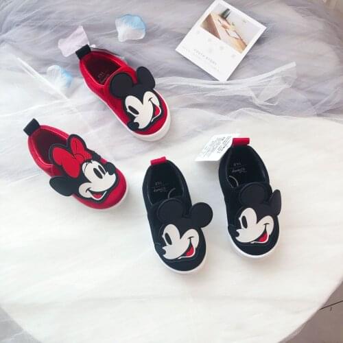 Disney childrens cartoon Minnie Mickey non-slip soft bottom boys and girls canvas shoes casual sports shoes baby shoes new