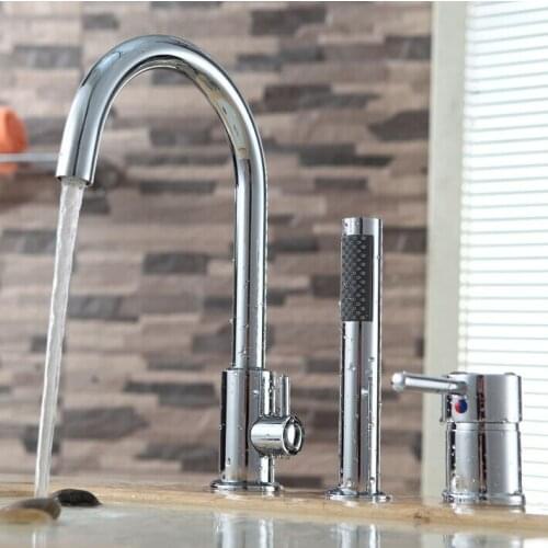 Solid brass chrome finishing hot and cold 3 holes 2 handles basin faucet mixer taps 3 pieces faucet BF091