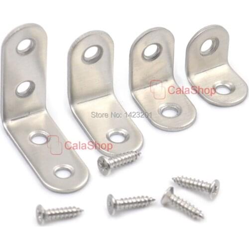 20 Pcs / Lot L-Shape Hinge Corners Fixed vertical Angle Bracket Stainless steel Furnitures Fitting Corner Connector