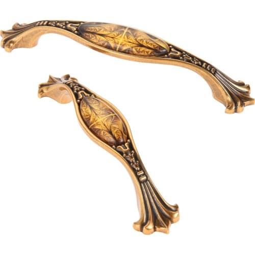 Vintage Door Handles knob for furniture Zinc Alloy Yellow Bronze cupboard drawer Kitchen Cabinet Wardrobe knob durable colorfast