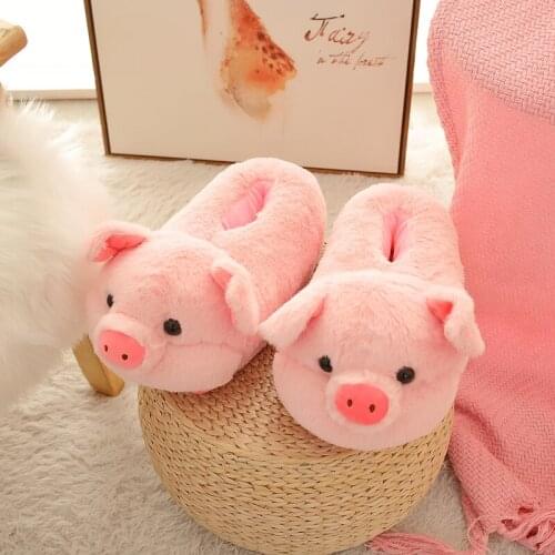 Women Autumn New Plush Cute Warm Pig Slipper Pink Animal Winter Home Floor Soft Piglet Slippers Female Slipper Winter Warm Shoes