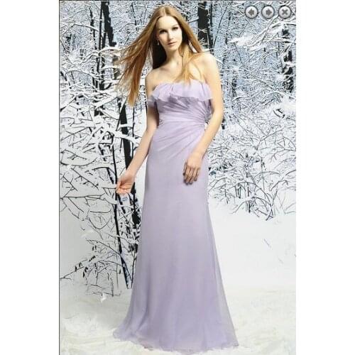 Free shipping pageant dress 2016 new plus size brides maid vestidos de fiesta formal long chiffon purple Bridesmaid Dresses