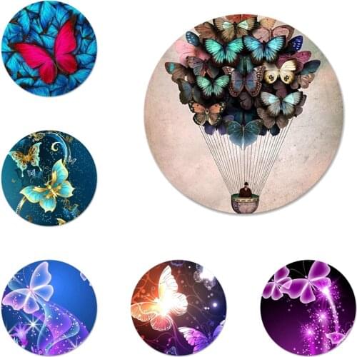 Butterfly Stand Icons Pins Badge Decoration Brooches Metal Badges For Backpack Decoration 58mm
