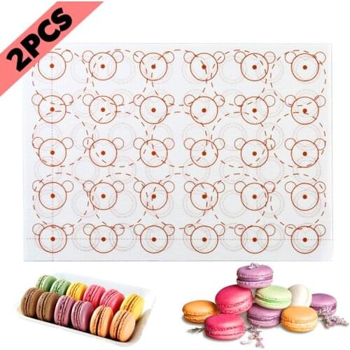 1-2Pcs Double Sided Macaron Baking Mat Non-Stick Silicone Cookie Pad Oven Sheet Liner Pastry Pizza Dough Roll Mats Kitchen Tools
