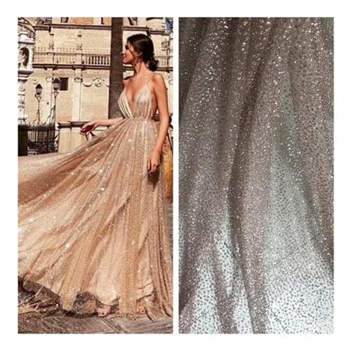 1Y/Lot White Wave Point Bronzed Shiny Sequin Fabric Cloth Bronzing Mesh Fabric Dress Performance Clothing