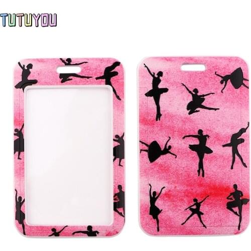 1pcs PC2952 Pink Ballet Creative Lanyard Card Holder Dancer Hanging Neck Mobile Phone Lanyard Badge Subway Access Card Holder