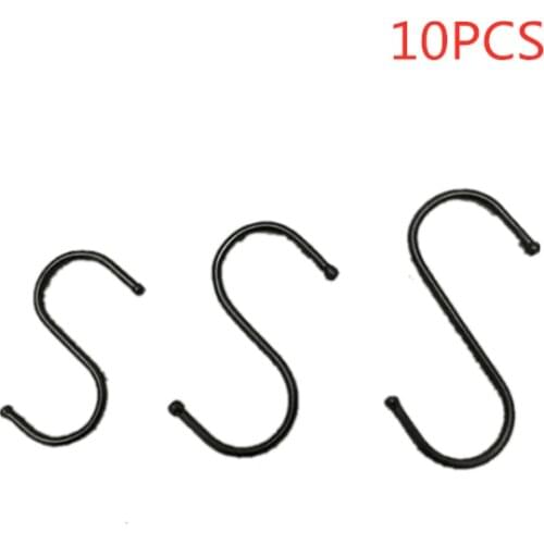 Bathroom 10pcs Matte Black set metal S type kitchen bedroom hook up 304 stainless steel load-bearing