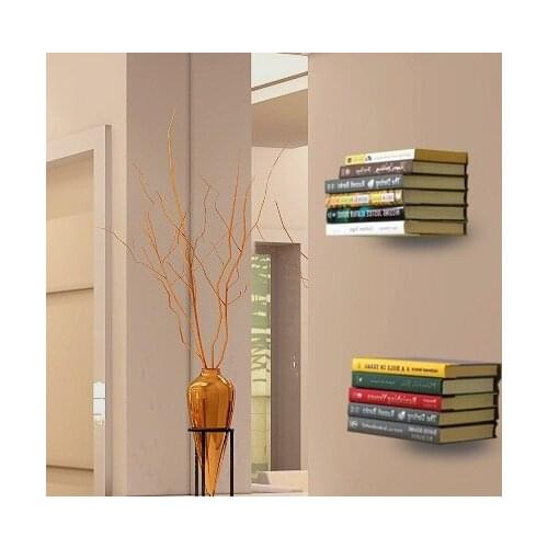 2Pcs /Lot White Wall Invisible Floating Book Shelf Shelving With Screws L Design Decoration