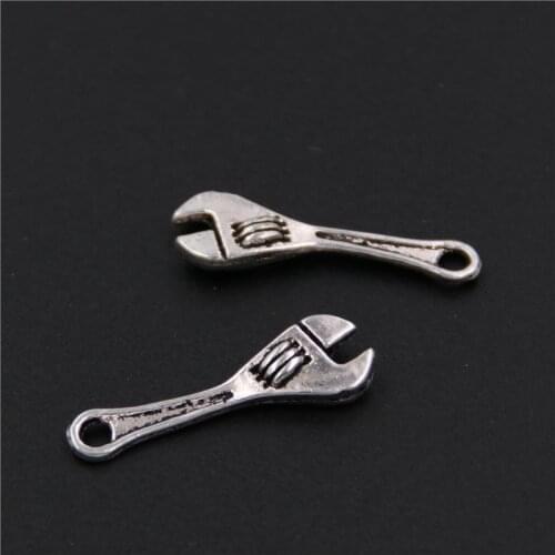 20pcs Zinc Alloy Wrench Charms Hardware Tool Metal Pendant Bracelet Jewelry Making A1018