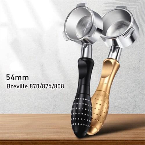 54MM Portafilter For Breville 870/875/808 Coffee Bottomless Portafilter Stainless Steel wooden handle Filter Coffee Accessories