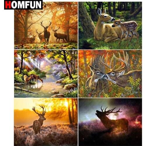 HOMFUN 5d Diamond Painting Full Square/Round ‘Deer tree forest" Picture Of Rhinestone DIY Diamond Embroidery Home Decor