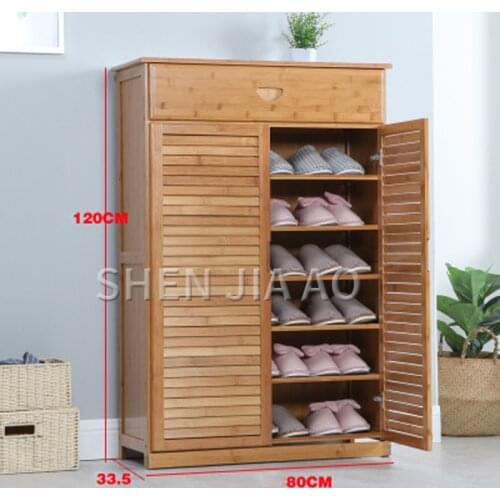 Bamboo simple modern Shoe cabinet / simple multi-purpose shoe rack / solid wood door storage shoe cabinet / large capacity