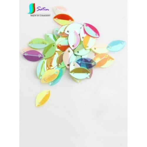 Mixed Colour Leaf Shape 2-holes Sequins,Horse Eye Leaf Shape DIY Material Dance Clothing Decoration Crease Sequins S0486H