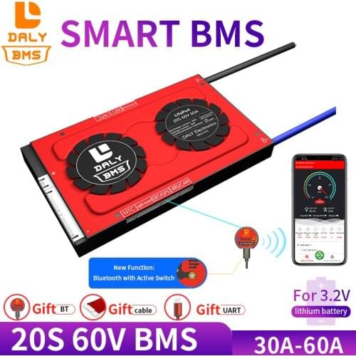 Daly 3.2v 18650 smart BMS 20S 60V 30A 40A 60A Bluetooth 485 to USB device NTC UART software togther Lion LiFepo4 Battery BMS
