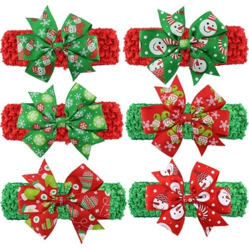 Christmas Baby Childrens Headbands Cute Xmas Pattern Hairbands Knotted Bow Headband Fashion Colorful Santa Headdress Wearing Hai