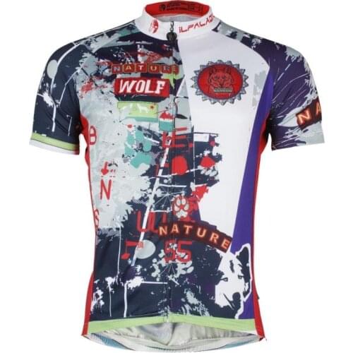 Top Quality Wolf Printing Short Sleeved Cycling Jersey Mens Spring and Summer Bike Jersey Boys XXXL Slim Fit Breathable