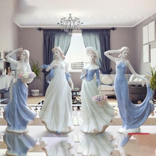 European Ceramic Beauty Figurine Home Furnishing Crafts Decoration Western Lady Girls Porcelain Handicraft Ornament Wedding Gift