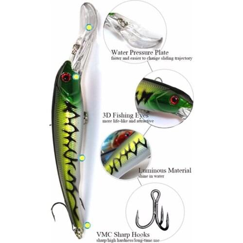 KKWEZVA 29G 16.5CM Big Game Fishing Lures Minnow Crank Bait Crankbait Bass Tackle Treble Hook bait wobblers fishing