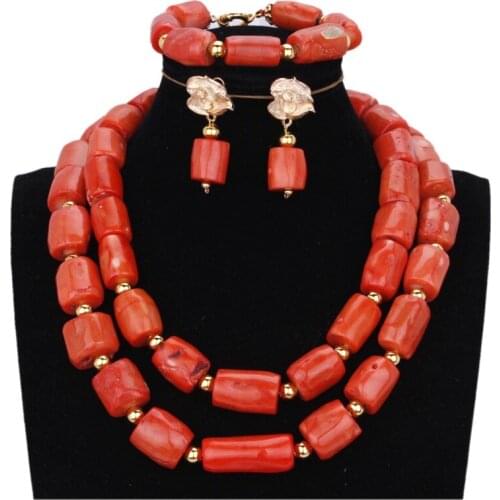 4ujewelry Women Wedding Jewelry Set Fashion African Nigerian Coral Beads Sets For Women Free Shipping 2018 15-17mm Coral Dubai