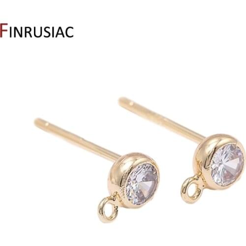 DIY Making Earring Findings 7 Types Luxury Shiny Small Zircon Post Earring Fittings for Jewellery Making