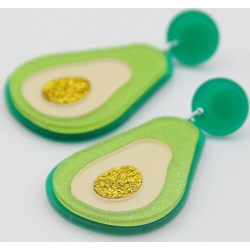 Fashion 2020 Acrylic Green Avocado Fruits Drop Earrings For Women Lovely Big Pendant Earring Summer Pop Jewelry gift