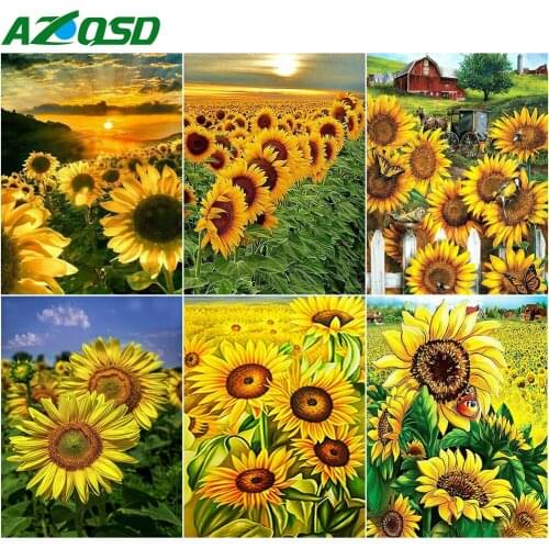 AZQSD DIY Diamond Embroidery Sunflower Mosaic Full Square Drill Diamond Painting Flowers Picture Of Rhinestones Home Decor