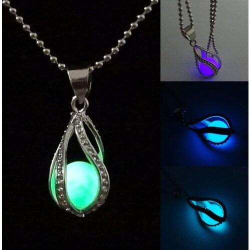 Newly Fashion Teardrop Necklace Glow in the Dark Pendant the Little Mermaid Romantic TT@88