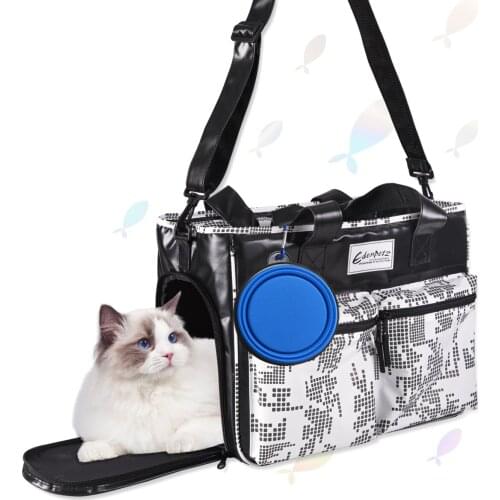 Dog Cat Carrier Bag Pet Travel Shoulder Bag Free Folding Bowl Comfort Handbag