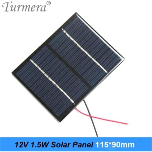 Turmera 12V 1.5W Solar Panel 115x90mm Portable Mini Power System Charging for DIY Batteries Cell Phone Electric Toy and Lamp Use