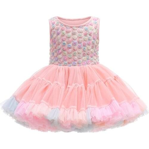 Girls Casual Dress 18Months - 5Years Sweet Baby Princess Soft Yarn Vest tutu Dress Birthday Wedding Performance Puffy Dress