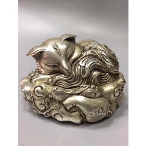 Christmas decoration Metal censer ,Collectible Tibet Silver Old Handmade fox incense burner