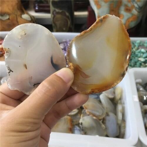 Special offer 2pcs cute size natural stones and minerals agate slice healing crystals as small coaster for home decoration