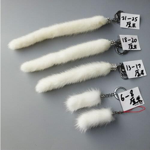 Real Mink Fur Tail Keychain Bag Charm Backpack Pendants Keyring Unisex Pants Accessories Natural Fur Toy
