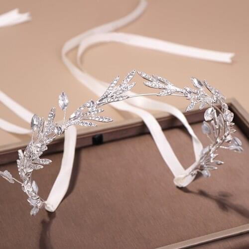 Luxury Leaves Tiara Crystal Crown Wedding Hair Accessories Bridal Hair Tiaras Women Headpiece Forehead Jewelry For Girl