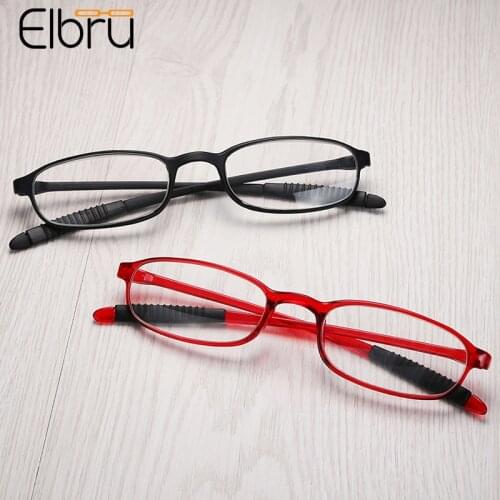 Elbru Retro Ultralight TR90 Small Frame Reading Glasses HD Presbyopic Magnifier Ultralight Non-slip Rubber Leg Eyewear +1.0 +4.0