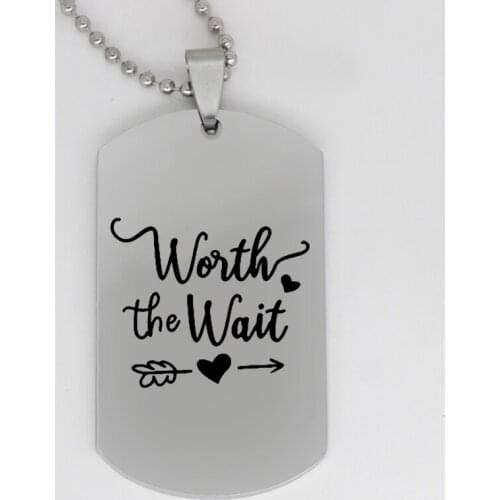 Ufine jewelry inspirational gift pendant army card worth the wait heart arrow stainless steel customed necklace N4161