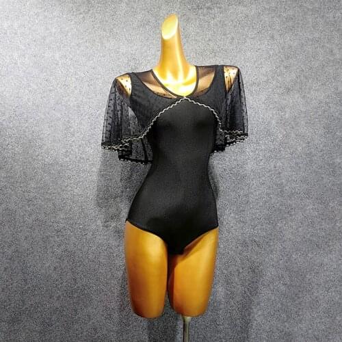 Boat Neck Sleeveless Women Latin Dance Bodysuit Latin Dancing Tops Cloth Tango Chacha Dancing Performamnce T011