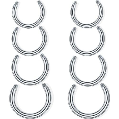 100pcs/lot Stainless Steel Curcular Barbell Horseshoe Ring Bar Replacement Piercing Lot Jewelry Accessories - Post Only No Balls
