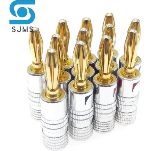 2Pcs 4mm with Screw Cable Wire Banana Plug Gold Plated Musical Audio Speaker Connector Musical Speaker Pin Connector Plugs