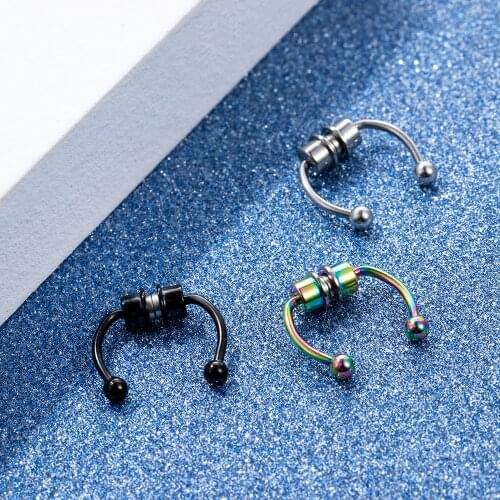 2021 New Fake Piercing Nose Ring Alloy Nose Piercing Hoop Septum Rings for Women Jewelry Gifts Fashion Magnetic Fake Piercing