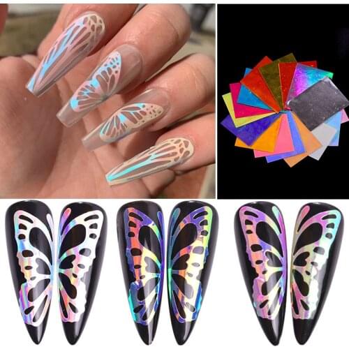 2020 New Holographic 3D Butterfly Nail Stickers Decal Self Adhesive Manicure Nail Art Acrylic Designs Tool