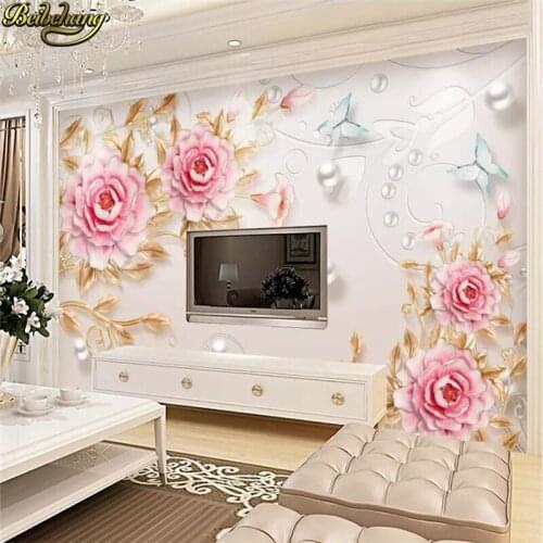 Beibehang 3d stereoscopic Peony murals Chinese TV backdrop brick living room bedroom murals wallpaper for walls 3 d wall paper