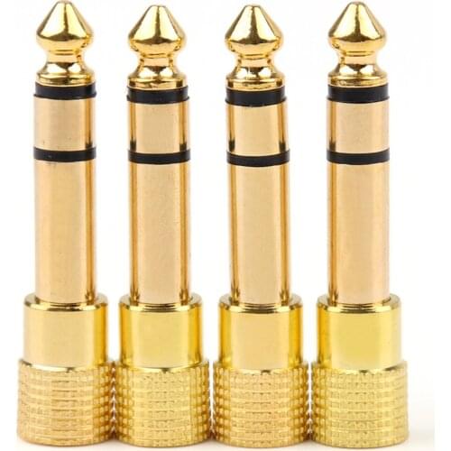 Areyourshop 4 Pcs Adapter Gold Plug Audio Jack Trs 1/4 " 6.3mm To 1/8 Inch 3.5mm