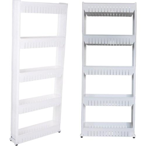 5 Tier Slim Storage Cart Mobile Shelving Unit Organizer Slide Out Storage Rolling Utility Cart Rack for Kitchen Bathroom