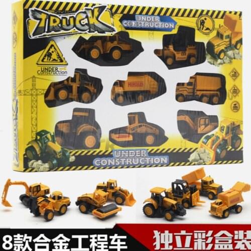 8pc/package Alloy engineering vehicle excavator bulldozer Toy Car for Child Wheels Mini Car Model Funny Kids Toys for Boys Girls