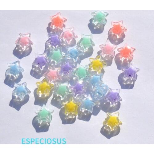 DIY Fashion Jewelry Accessory Transparent Acrylic Fitting Spacer Mix Color 15MM Pentagram Bead Beads Bracelet Making Departments