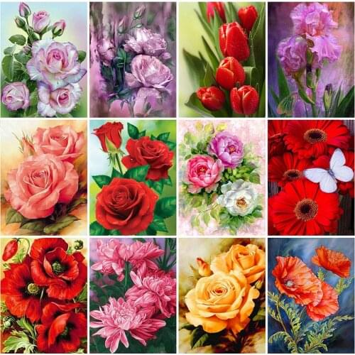 EverShine Full Drill Square Diamond Painting Rose Diamond Embroidery Flower Mosaic Rhinestone Picture Decor For Home