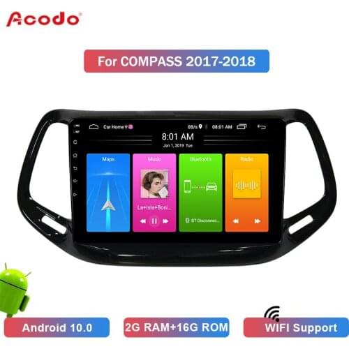 ACODO 2G RAM 16G ROM Android 10.0 Car Radio Multimedia Player For JEEP COMPASS 2017 Navigation GPS 2 Din