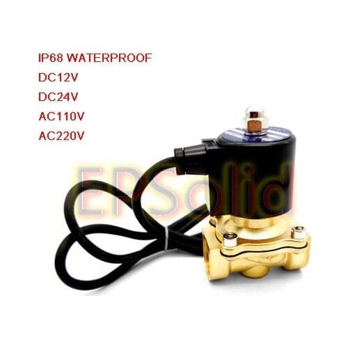 Free Shipping Brass IP68 Waterproof Direct-acting underwater solenoid valve 12v 3/8 inch normally closed
